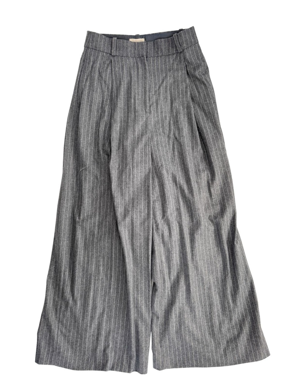 H&M Charcoal Gray Pinstripe Wide-Leg Wool Blend Trousers NWT